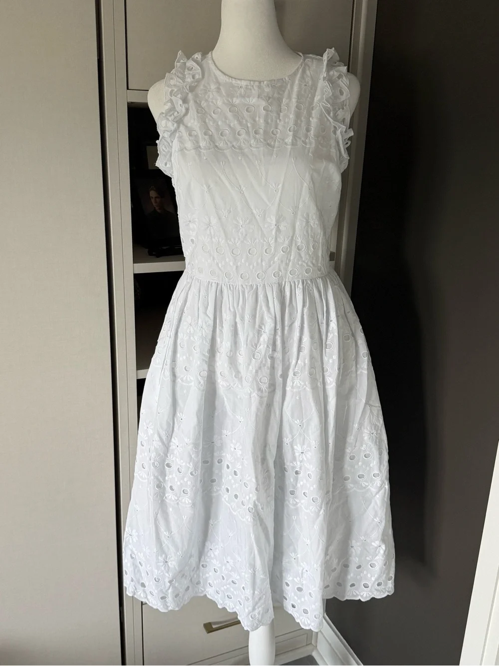 kate spade White Eyelet Ruffle-Sleeve Sundress